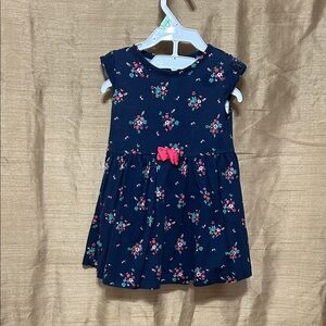Carter's Navy Floral Dress with Pink Bow 2 piece set